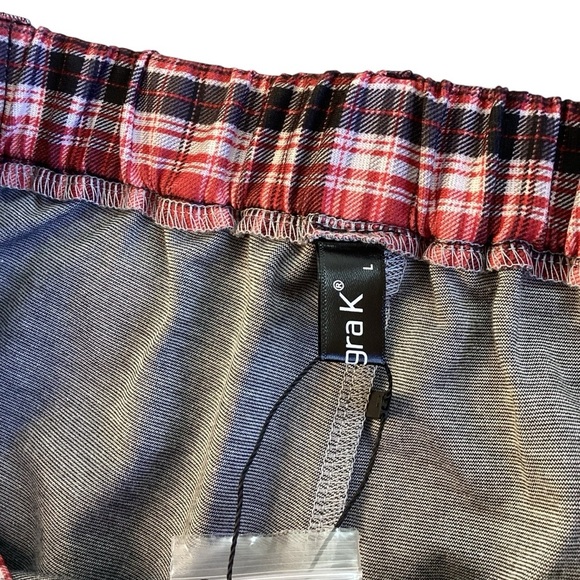 Allegra K Plaid Cropped Trousers Button Casual Tartan Check Work Pants Red Large - Picture 4 of 10